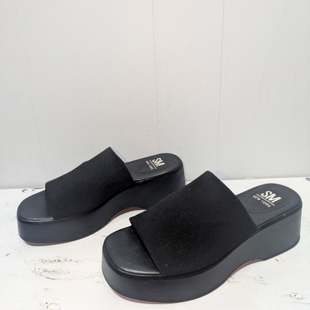 Black Platform Slide Sandals - Women's Fashion Slip-On - Picture 7 of 7